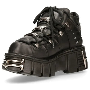 New Rock M106-s1 unisex metaliczno czarne gotyckie buty ze skóry - New Rock - 4