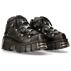 New Rock M106-s1 unisex metaliczno czarne gotyckie buty ze skóry - New Rock - 8