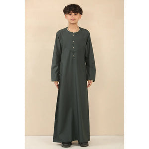 OE-300 - Boy's Emirati Omani Thobe Gold Embroidery - Green - Thobez - 27