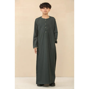 OE-300 - Boy's Emirati Omani Thobe Gold Embroidery - Green - Thobez - 29