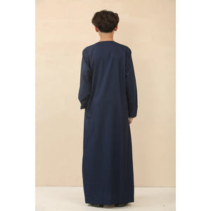 OE-300 - Boy's Emirati Omani Thobe Gold Embroidery - Navy - Thobez - 16