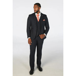 Oscar - Traje de tweed de mezcla de lana azul marino de 3 piezas para hombre - Paul Andrew - 2