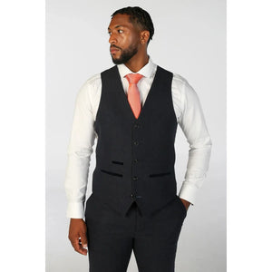 Oscar - Traje de tweed de mezcla de lana azul marino de 3 piezas para hombre - Paul Andrew - 5