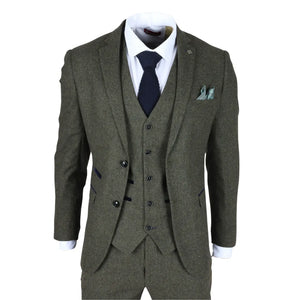 Oscar - Costume 3 pièces en tweed mélangé de laine vert olive pour homme - Paul Andrew - 1