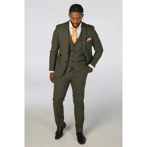 Oscar - Costume 3 pièces en tweed mélangé de laine vert olive pour homme - Paul Andrew - 2