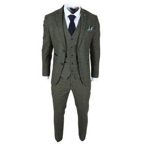 Oscar - Costume 3 pièces en tweed mélangé de laine vert olive pour homme - Paul Andrew - 3