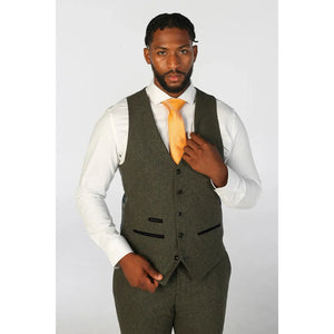 Oscar - Costume 3 pièces en tweed mélangé de laine vert olive pour homme - Paul Andrew - 5