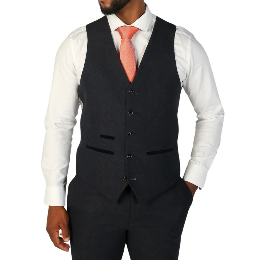 Oscar - Gilet da uomo in tweed di misto lana blu navy - Paul Andrew - 1