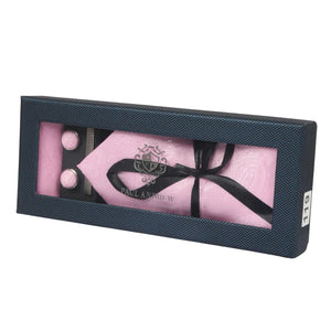 Paisley Neck Tie Gift Set Pocket Square Cuff Links Floral Satin - Pink - Paul Andrew - 39