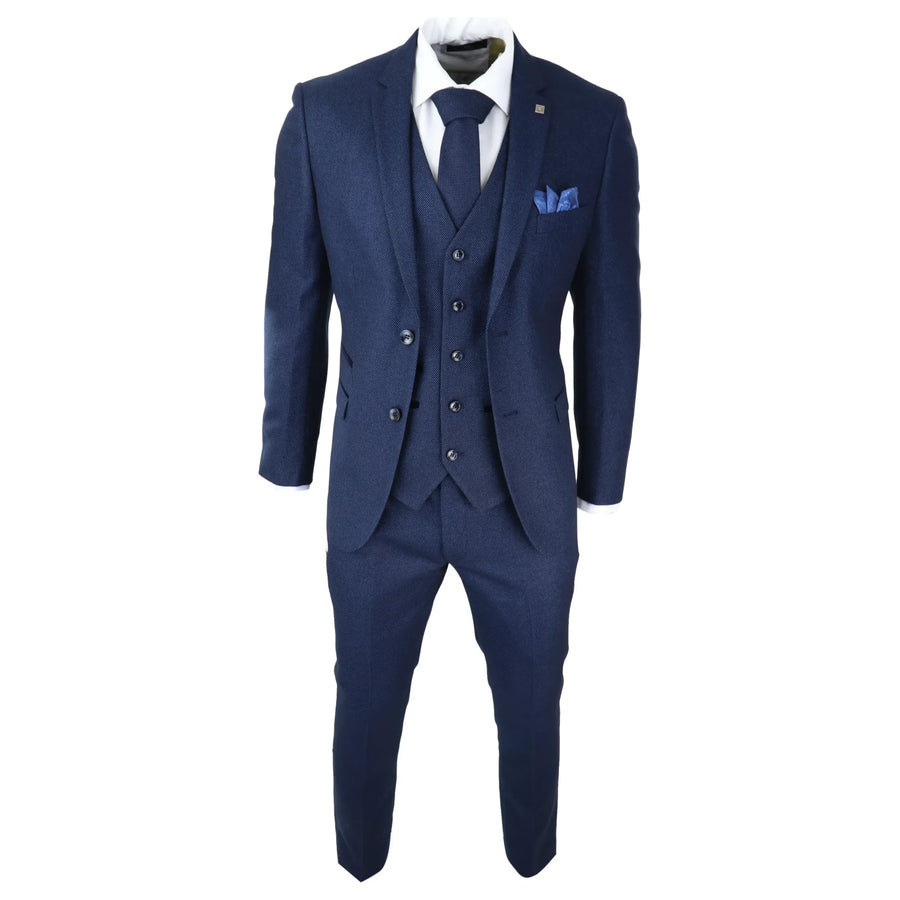 Arthur - Gilet Blu Scuro Occhio Di Pernice da Uomo - Paul Andrew - 1