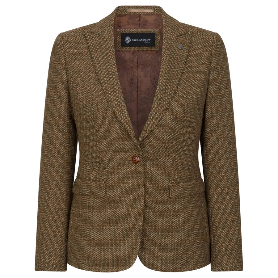 Paul Andrew Ralph - Brązowa marynarka damska z tweedu Tailored Fit - Paul Andrew - 1