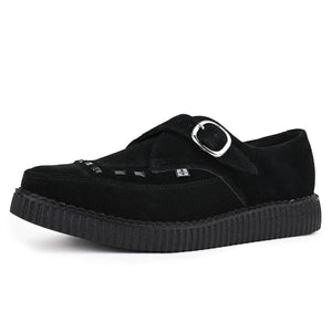 Pointed Creeper Scarpe platform punta in suede nero con fibbia monk - TUK - 5