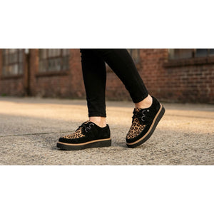 Pointed Creeper Sneaker Czarno Panterkowe buty na platformie z płótna ze spiczastym noskiem - TUK - 2
