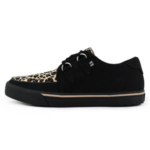 Pointed Creeper Sneaker Czarno Panterkowe buty na platformie z płótna ze spiczastym noskiem - TUK - 3