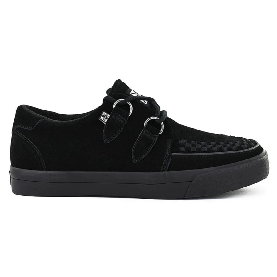 Pointed Creeper Sneaker Black Suede Platform Shoes - TUK - 1