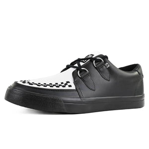Spitzer Creeper Sneaker Schuhe mit Plateau in Schwarz-Weiß aus Leder - TUK - 5