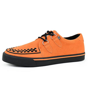 Sneaker a punta stile Creeper, arancione, in camoscio con suola platform - TUK - 4