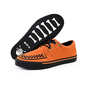 Sneaker a punta stile Creeper, arancione, in camoscio con suola platform - TUK - 6