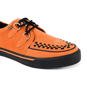 Sneaker a punta stile Creeper, arancione, in camoscio con suola platform - TUK - 7