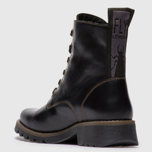 RAGI539FLY - Women's Lace Up Rug Leather Ankle Boots - Black - Fly London - 3