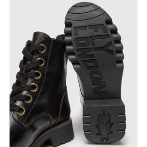 RAGI539FLY - Women's Lace Up Rug Leather Ankle Boots - Black - Fly London - 4
