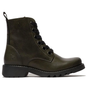RAGI539FLY - Women's Lace Up Rug Leather Ankle Boots - Green - Fly London - 5