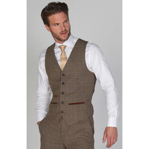 Ralph - Men's Tweed Brown Waistcoat - Paul Andrew - 2