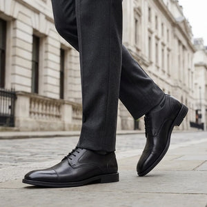 Regent - Men's Black Burnished Leather Derby Shoes - Paul Andrew - 2