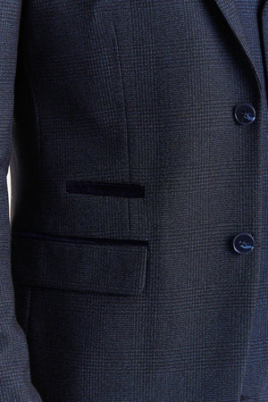 Regent - Granatowa Tailored Fit marynarka męska w kratę - Paul Andrew - 2
