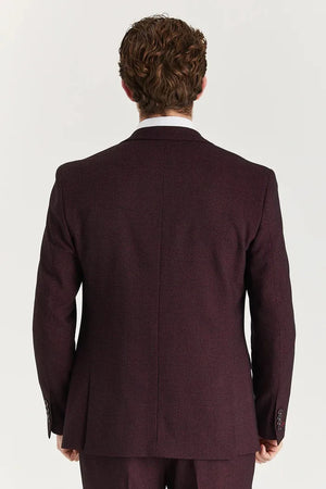 Regent - Costume pour homme en 3 pièces Prince de Galles à carreaux couleur vin - Paul Andrew - 7