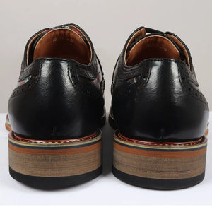 Ross - Buty brogsy męskie czarne w kwiatowo-czaszkowy nadruk skórzane oxfordowe - Czarny - Justin Reess - 6