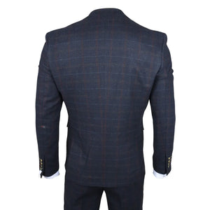 Ryan - Traje ajustado de tweed azul marino de 3 piezas para hombre - Robert Simon - 8