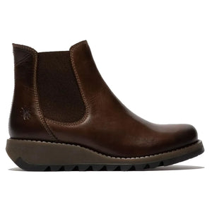 SALV195 - Women's Wedge Heel Leather Chelsea Ankle Boots - Brown - Fly London - 23