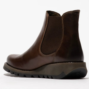 SALV195 - Women's Wedge Heel Leather Chelsea Ankle Boots - Brown - Fly London - 25