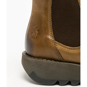 SALV195 - Women's Wedge Heel Leather Chelsea Ankle Boots - Camel - Fly London - 21