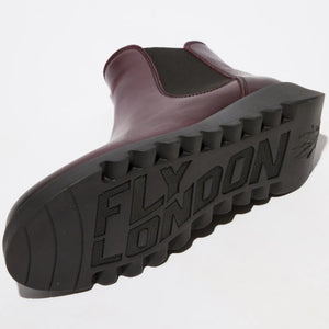 SALV195 - Women's Wedge Heel Leather Chelsea Ankle Boots - Wine - Fly London - 8