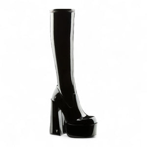 Saucy - Women's Black Knee-High Platform Goth Heel Boots - Windsorsmith - 3