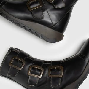 SCOP110FLY - Women's Buckle Strap Leather Biker Ankle Boots - Fly London - 4
