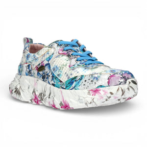 Sofiao 07 - Baskets compensées Femme Bleu à fleurs en cuir - Laura Vita - 2