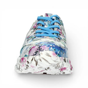 Sofiao 07 - Baskets compensées Femme Bleu à fleurs en cuir - Laura Vita - 3