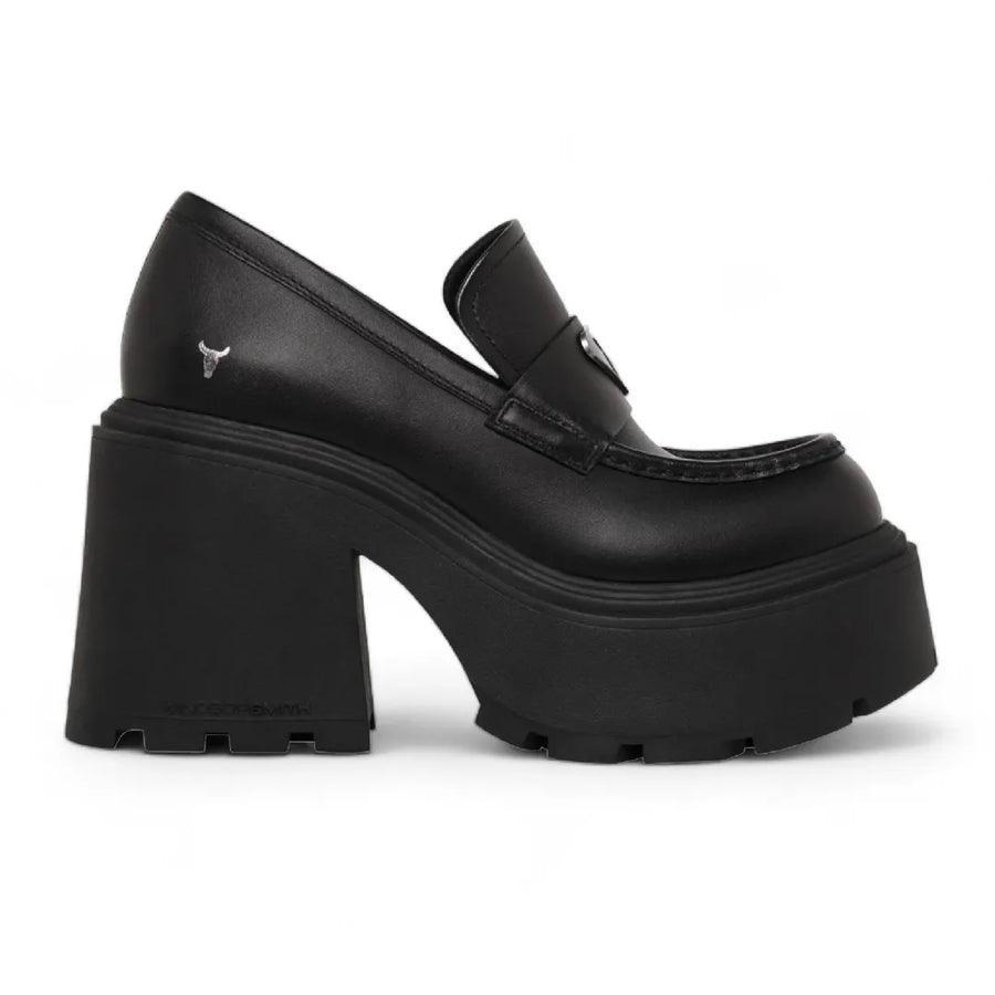 Spoiled - Women's Black Block Heel Leather Loafers - Windsorsmith - 1