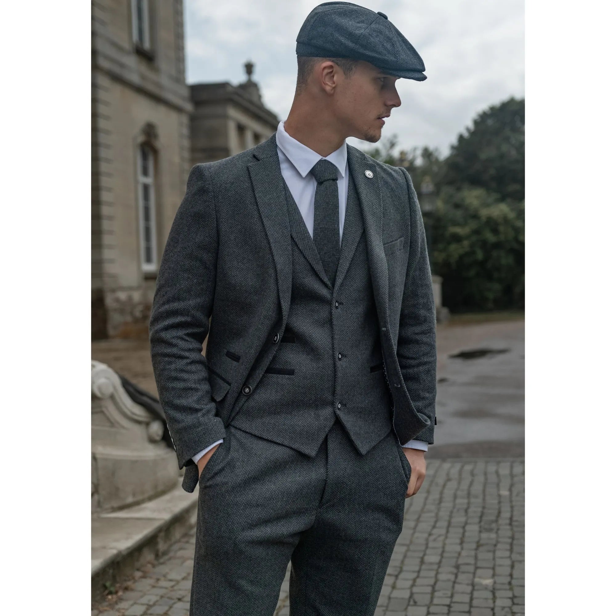 Grey tweed suits discount