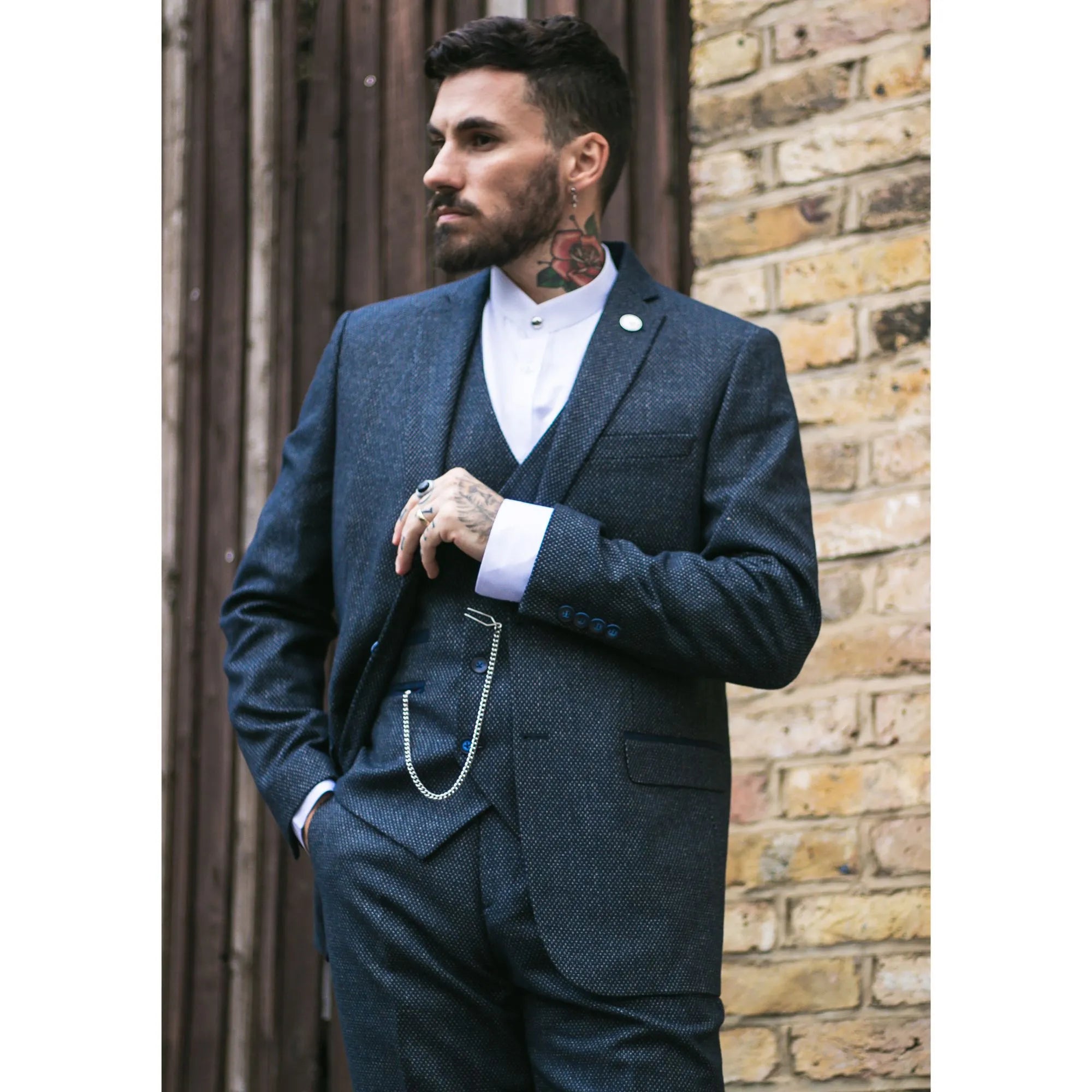 TruClothing stz33 Men s 3 Piece Suit Double Breasted Tweed