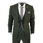 Costume homme 3 pièces tweed vert de laine mélangée à carreaux bleus et marron style années 20 habillé festif - TruClothing.com - 1