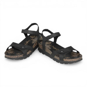 Sulia B2 - Women's Wedge Black Leather Platform Sandals - Panama Jack - 5