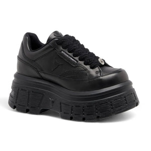 Swerve - Women's Chunky Lace Up Leather Sneakers - Black - Windsorsmith - 2