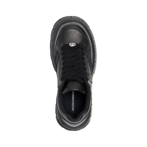 Swerve - Women's Chunky Lace Up Leather Sneakers - Black - Windsorsmith - 5
