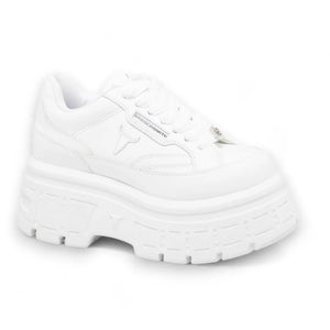 Swerve - Women's Chunky Lace Up Leather Sneakers - White - Windsorsmith - 8