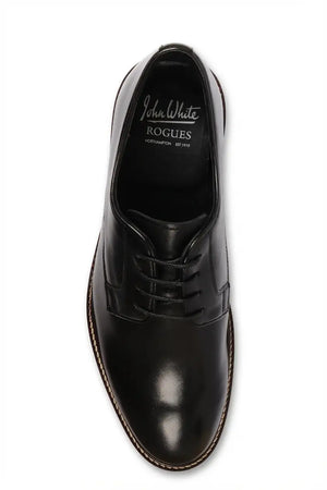 Tanner - Men’s Black Leather Plain Toe Derby Lace-Up Shoes - John White - 4