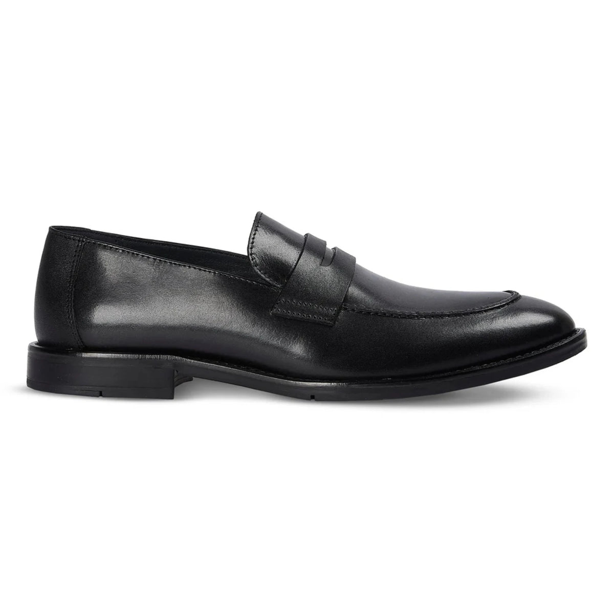 Ted - Men's Black Classic Moc Toe Leather Penny Loafers - Paul Andrew - 1
